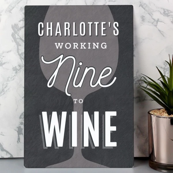 Personalised Working Nine To Wine Metal Sign 1 Personalised Working Nine To Wine Metal Sign