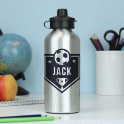 Personalised Football Silver Drinks Bottle -PERSONALISE STORE p0804a83 3