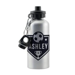 Personalised Football Silver Drinks Bottle -PERSONALISE STORE p0804a83 4