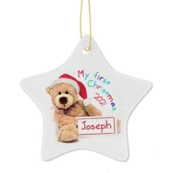 Personalised My First Christmas Teddy Ceramic Star Decoration -PERSONALISE STORE p0805b85 2