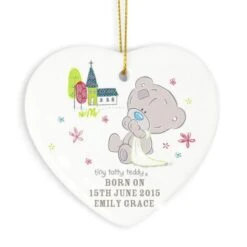 Personalised Tiny Tatty Teddy Christening Ceramic Heart Decoration -PERSONALISE STORE p0805d84 3