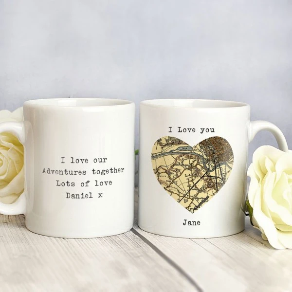 Personalised 1896 - 1904 Revised New Map Heart Mug 2 Personalised 1896 - 1904 Revised New Map Heart Mug - Image 2