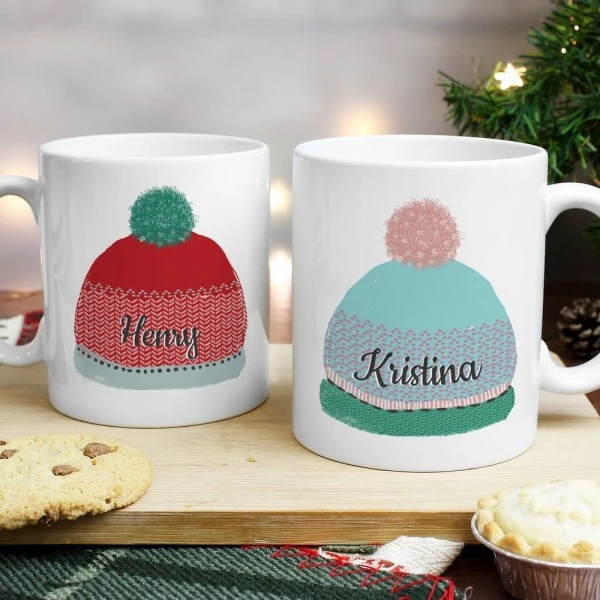 Personalised Woolly Hats Mug Set 1 Personalised Woolly Hats Mug Set