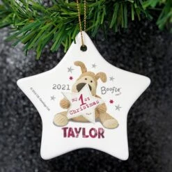 Personalised Boofle My 1st Christmas Ceramic Star Decoration -PERSONALISE STORE p0805g27 2