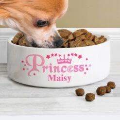 Personalised Princess 14cm Medium White Pet Bowl -PERSONALISE STORE p0805g62 2