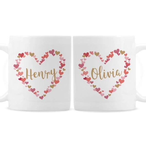 Personalised Confetti Hearts Wedding Mug Set 2 Personalised Confetti Hearts Wedding Mug Set - Image 2