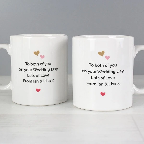 Personalised Confetti Hearts Wedding Mug Set 3 Personalised Confetti Hearts Wedding Mug Set - Image 3