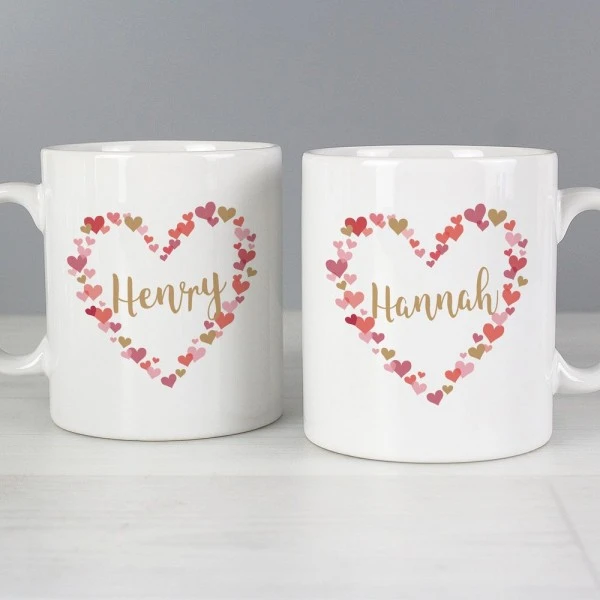 Personalised Confetti Hearts Wedding Mug Set 4 Personalised Confetti Hearts Wedding Mug Set - Image 4