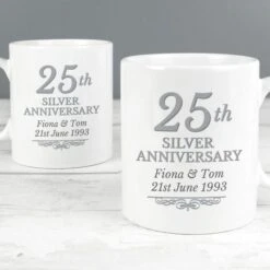 Personalised 25th Silver Anniversary Mug Set -PERSONALISE STORE p0805i79 2