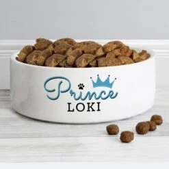 Personalised Prince 14cm Medium Ceramic White Pet Bowl -PERSONALISE STORE p0805j03 2
