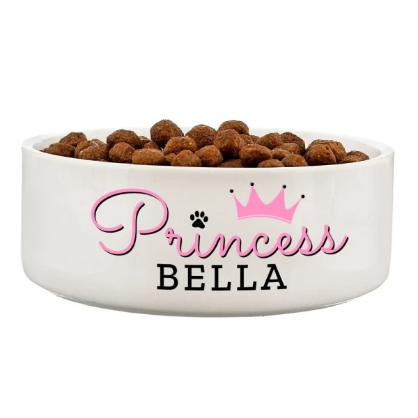 Personalised Princess 14cm Medium Ceramic White Pet Bowl 2 Personalised Princess 14cm Medium Ceramic White Pet Bowl - Image 2