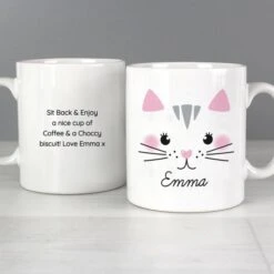 Personalised Cute Cat Face Mug -PERSONALISE STORE p0805j89 2