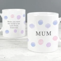 Personalised Pink Spot Mug -PERSONALISE STORE p0805j96 3