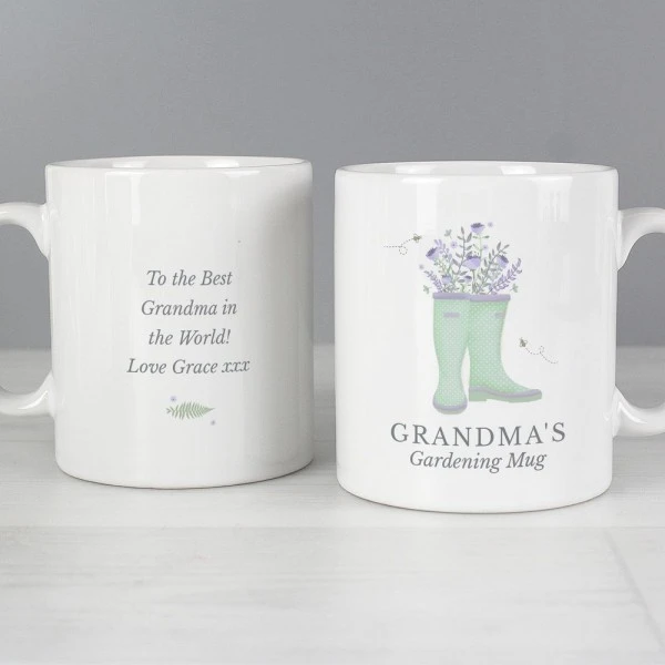 Personalised Floral Wellies Mug 1 Personalised Floral Wellies Mug