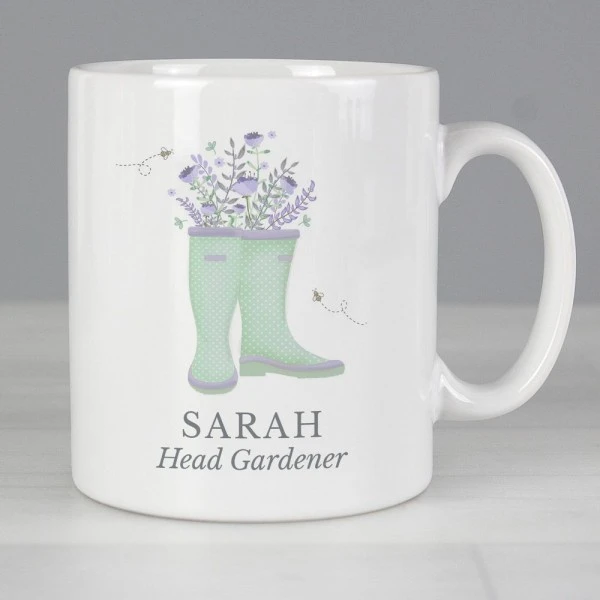 Personalised Floral Wellies Mug 3 Personalised Floral Wellies Mug - Image 3