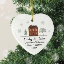 Personalised Cosy Christmas Ceramic Heart Decoration -PERSONALISE STORE p0805l09 2