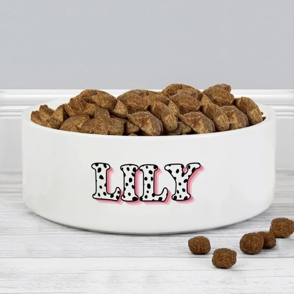 Personalised Pink Spots Name 14cm Medium Pet Bowl 1 Personalised Pink Spots Name 14cm Medium Pet Bowl
