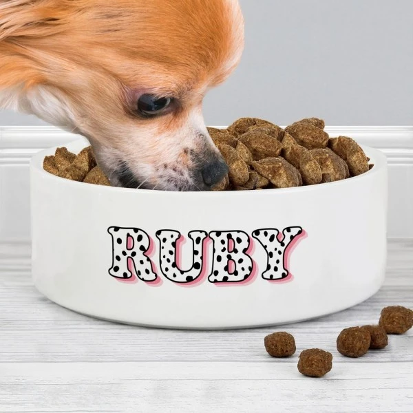 Personalised Pink Spots Name 14cm Medium Pet Bowl 2 Personalised Pink Spots Name 14cm Medium Pet Bowl - Image 2