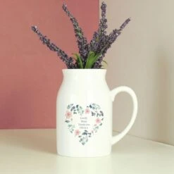 Personalised Floral Heart Flower Jug -PERSONALISE STORE p0805n42 7