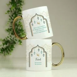 Personalised Eid And Ramadan Gold Handled Mug
