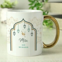 Personalised Eid And Ramadan Gold Handled Mug -PERSONALISE STORE p0805n50 3