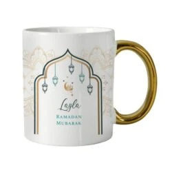 Personalised Eid And Ramadan Gold Handled Mug -PERSONALISE STORE p0805n50 5