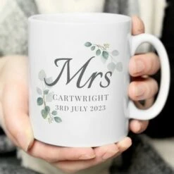 Personalised Botanical Mrs Mug -PERSONALISE STORE p0805n60 3