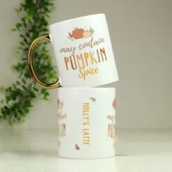 Personalised Pumpkin Spice Gold Handle Mug -PERSONALISE STORE p0805n69 2