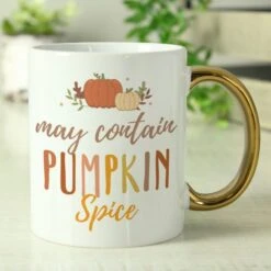 Personalised Pumpkin Spice Gold Handle Mug -PERSONALISE STORE p0805n69 3