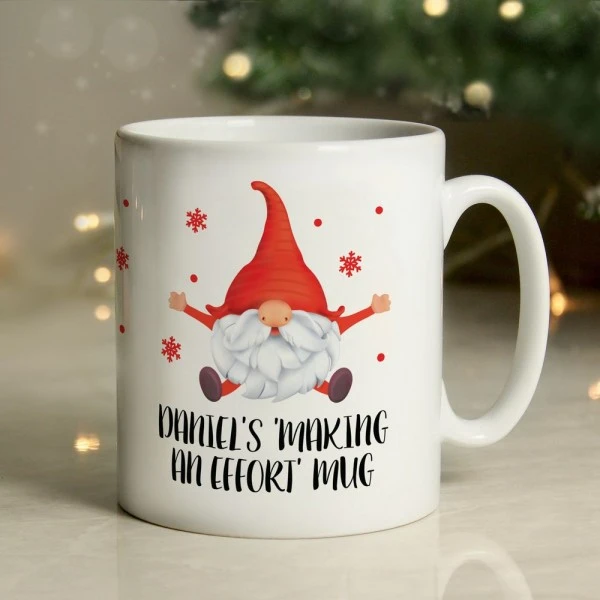 Personalised Red Gonk Christmas Mug 4 Personalised Red Gonk Christmas Mug - Image 4