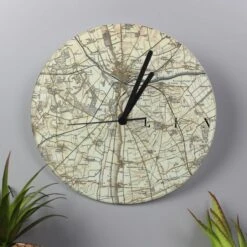 Personalised 1896 - 1904 Revised Glass Map Clock -PERSONALISE STORE p080720 2