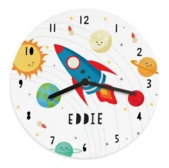 Personalised Rocket In Space Large Wooden Clock -PERSONALISE STORE p080780 4