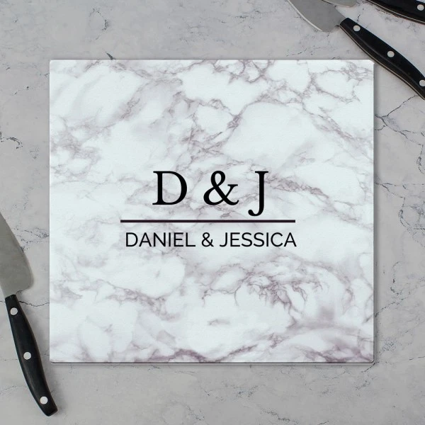 Personalised Marble Effect Glass Chopping Board/Worktop Saver 4 Personalised Marble Effect Glass Chopping Board/Worktop Saver - Image 4