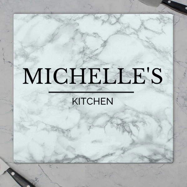 Personalised Marble Effect Glass Chopping Board/Worktop Saver 5 Personalised Marble Effect Glass Chopping Board/Worktop Saver - Image 5