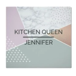 Personalised Geometric Glass Chopping Board/Worktop Saver -PERSONALISE STORE p080782 5