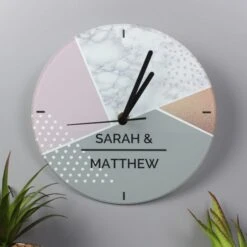 Personalised Geometric Glass Clock -PERSONALISE STORE p080787 2