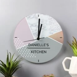 Personalised Geometric Glass Clock -PERSONALISE STORE p080787 3