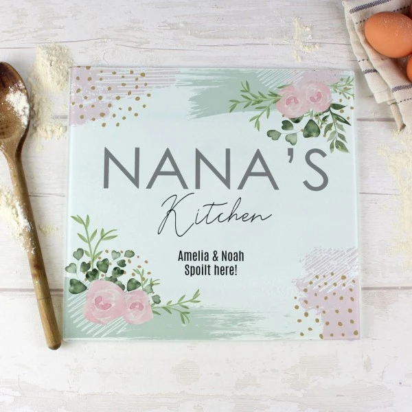 Personalised Abstract Rose Glass Chopping Board/Worktop Saver 3 Personalised Abstract Rose Glass Chopping Board/Worktop Saver - Image 3