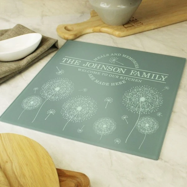 Personalised Dandelion Glass Chopping Board/Worktop Saver 2 Personalised Dandelion Glass Chopping Board/Worktop Saver - Image 2