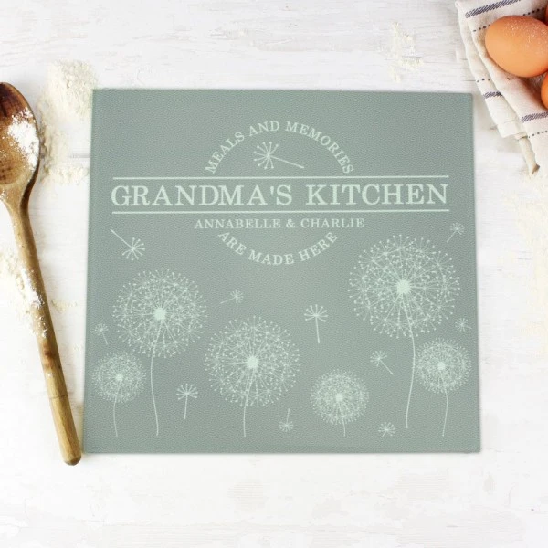 Personalised Dandelion Glass Chopping Board/Worktop Saver 3 Personalised Dandelion Glass Chopping Board/Worktop Saver - Image 3