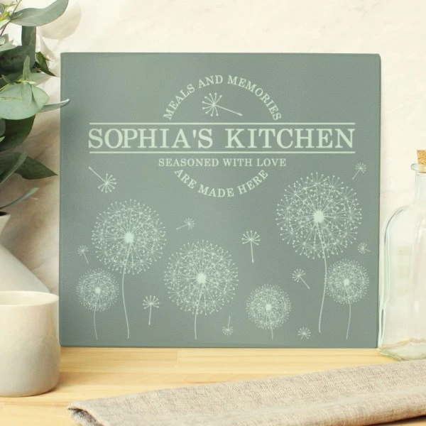 Personalised Dandelion Glass Chopping Board/Worktop Saver 4 Personalised Dandelion Glass Chopping Board/Worktop Saver - Image 4