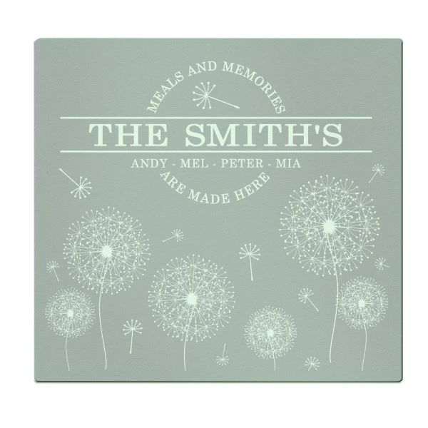 Personalised Dandelion Glass Chopping Board/Worktop Saver 5 Personalised Dandelion Glass Chopping Board/Worktop Saver - Image 5