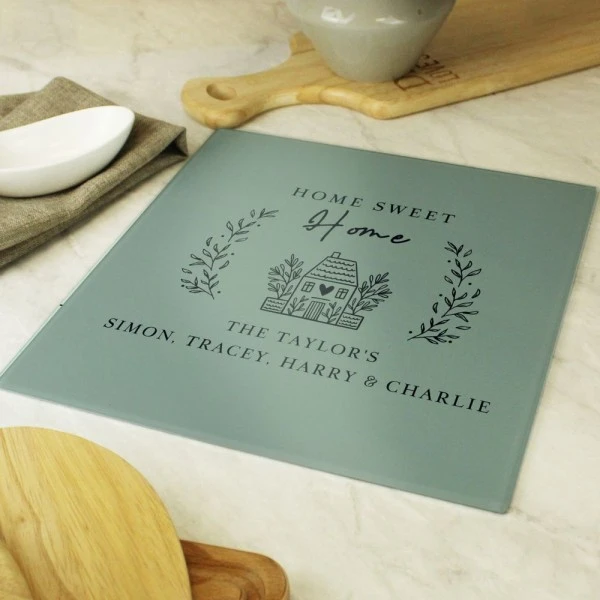 Personalised HOME Glass Chopping Board/Worktop Saver 2 Personalised HOME Glass Chopping Board/Worktop Saver - Image 2