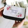 Personalised Pink Floral Make Up Bag