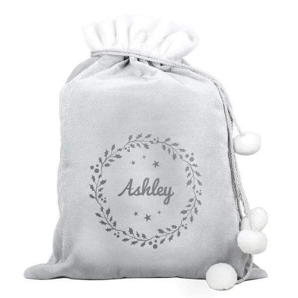 Personalised Holly Grey Christmas Sack 5 Personalised Holly Grey Christmas Sack - Image 5