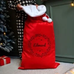 Personalised Holly Red Christmas Sack -PERSONALISE STORE p0810a33 2
