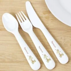 Personalised Hessian Giraffe 3 Piece Plastic Cutlery Set -PERSONALISE STORE p0813a17 2