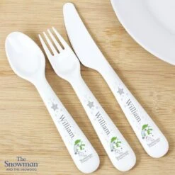 Personalised The Snowman And The Snowdog 3 Piece Plastic Cutlery Set -PERSONALISE STORE p0813a20 2