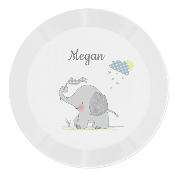 Personalised Hessian Elephant Plastic Plate 2 Personalised Hessian Elephant Plastic Plate - Image 2