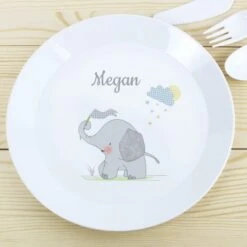 Personalised Hessian Elephant Plastic Plate 7 Personalised Hessian Elephant Plastic Plate -PERSONALISE STORE p0813a30 2